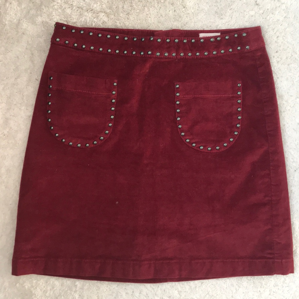 Red / Maroon Velvet Mini Skirt